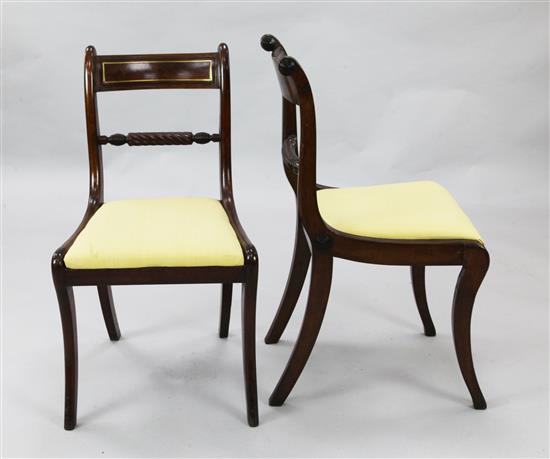 A set of eight Regency mahogany dining chairs, W.1ft 7in. H.2ft 8in.